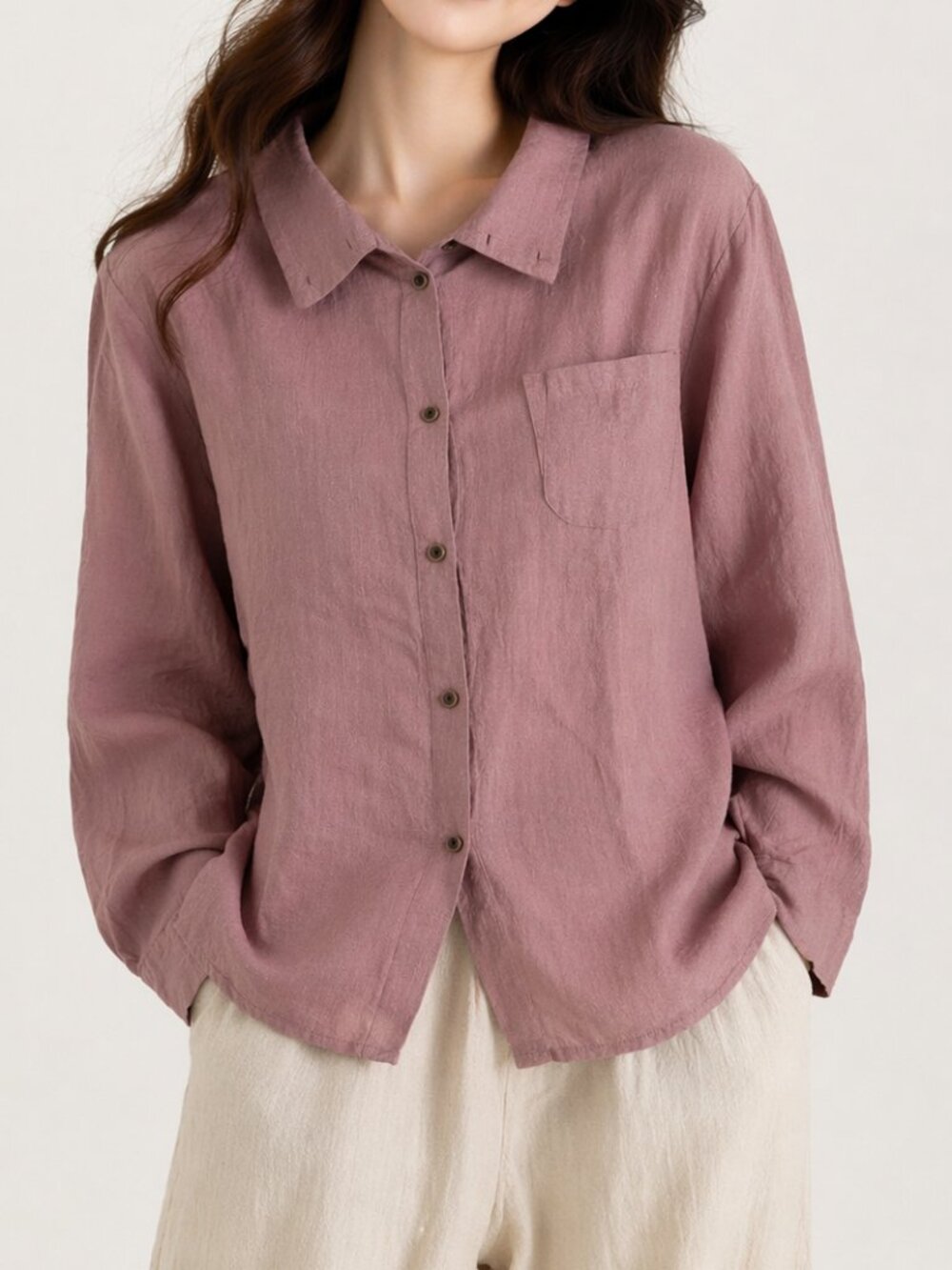 100% Linen Dusty Rose Shirt - Brand New with Tags